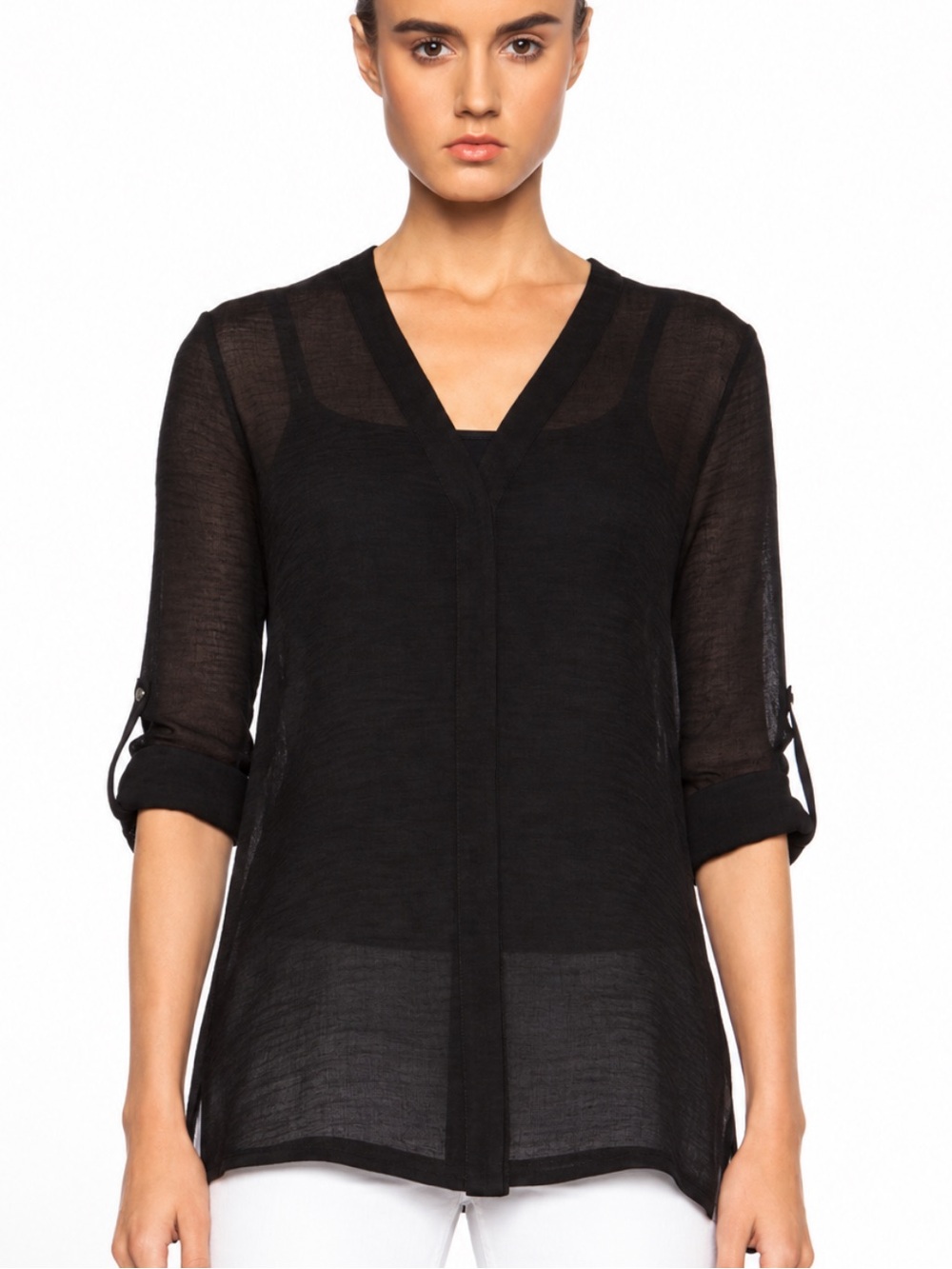 Helmut Lang Swift Button Down Top in Black